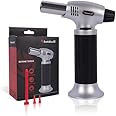 Hotdevil Butane Torch 10g Refillable Cooking Kitchen Torch Lighter Fit Butane Tanks Blow Torch with Safety Lock & Adjustable Flame for DIY Creme Brulee,Desserts and Baking(Butane Gas Not Included)