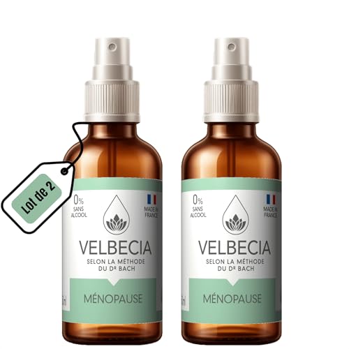 Velbecia Bach Flowers Menopause 50 ml + 1 Free Alcohol Free Hot Flashes, Disturbed Sleep, Night Sweats, Irritability, Mood Swings