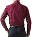 PAUL JONES Mens Classic Slim Fit Shirt Long Sleeve Dress Shirts Wine Red Casual Shirt (M)