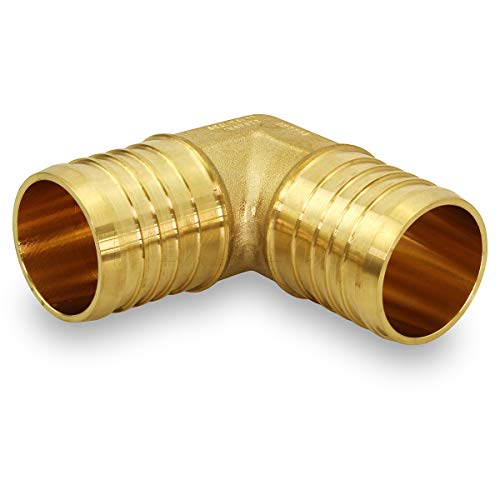 Pexflow PXLN0100-10 PEX X PEX 90 Degree Elbow Barb Pipe Fitting 1" Brass (pack of 10)