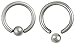 Pair of 2 Captive Rings: 12g 1/2 Inch Surgical Steel Captive Bead Hoop CBR Earrings, 5 mm Balls
