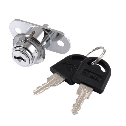 Uxcell s14050200am0729 Uxcell a13040800ux0127 19mm Dia Cylinder Head Silver Tone Metal Sliding Door Plunger Lock with Keys, Metal