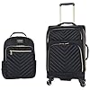 Kenneth Cole Reaction Chelsea Women’s 2-Piece Bundle Luggage Set – 20″ Chevron Expandable 8-Wheel Carry-On Suitcase & Matching 15″ Laptop Tote Bag, Black