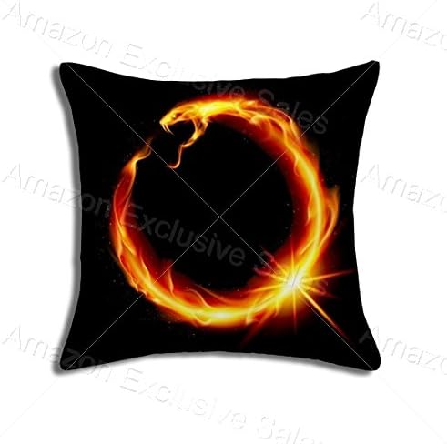 POPULARE Black Background Art Snake Square Pillow Cushion Pillowcase Case Cover with Hidden Zip 18"x 18"(2 Sides)