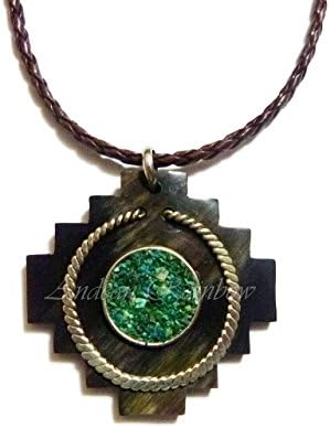 Chacana Necklace with Chrysocolla pieces - Chakana charm Peruvian jewelry - Necklace with hammered wire - Women gifts - Anniversary gifts - Inca amulet
