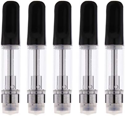 5 Pack 0.5 / 1ML Ceramic Wickless Cartridge Thick O-i-l & D-i-s-t-i-l-l-a-t-e For C-C-E-L-L (0.5ML, Black)