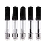 5 Pcs 0.5 / 1ml Ceramic Wickless Cartridge O-i-l and D-i-s-t-i-l-l-a-t-e Acessaries For C-C-E-L-L (Black, 1ml)