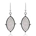925 Sterling Silver Moonstone Vintage Marquise Shape Rope Edge Dangle Hook Earrings 1.4