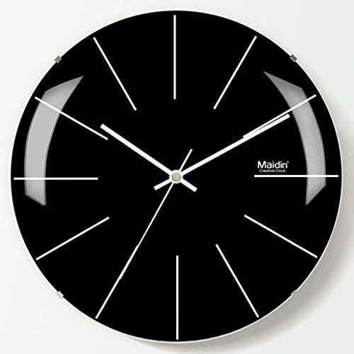 DORE HOME Restaurant Wall Clock, Round Frameless Glass Wall Clock, Cafe Silent Wall Clock, Suitable For Bedroom Book Room Office Living Room Black A+ (Color : B, Size : 28x28CM)