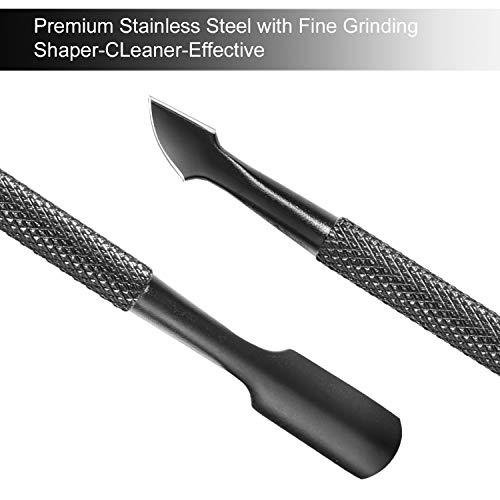 Cuticle Trimmer with Cuticle Pusher - ECBASKET Cuticle Cutter Clipper Nipper Scissor for Dead Skin Removal Professional Manicure Pedicure Tools Black