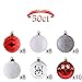 TERESA'S COLLECTIONS 50ct 60mm Traditional Red and White Shatterproof Christmas Ball Ornaments Decoration,Themed with Tree Skirt(Not Included)