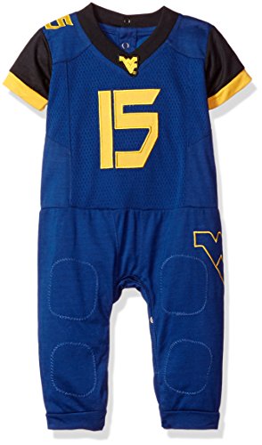 FAST ASLEEP NCAA West Virginia Mountaineers Boys Infant Football Uniform Pajamas, 9-12 Months, Navy
