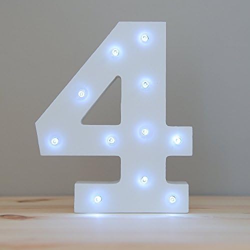 Light Up Number, Kingshun LED Wooden Alphabet Number Lights Up in Light Your Life, Number 4