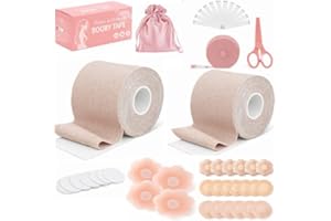 Prince & Princess Place Boob Tape – Bande Adhésive Seins Lift Push Up – Invisible, Waterproof, Respirant – Maintien Fort – Ki