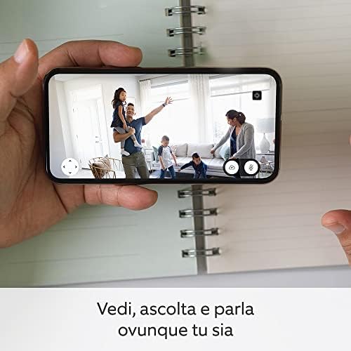 Mini Pan-Tilt Camera | Videocamera intelligente di sicurezza, da interni, plug-in, audio bidirezionale, video HD, rilevazione di movimento, funziona con Alexa | Nero