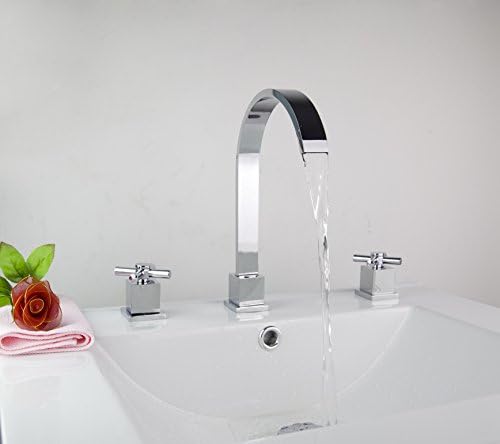 Yanksmart Two Handle Widespread 3 Pcs Bathroom Waterfall Kitchen Chrome Finish Mixer Tap Basin Faucet W37K