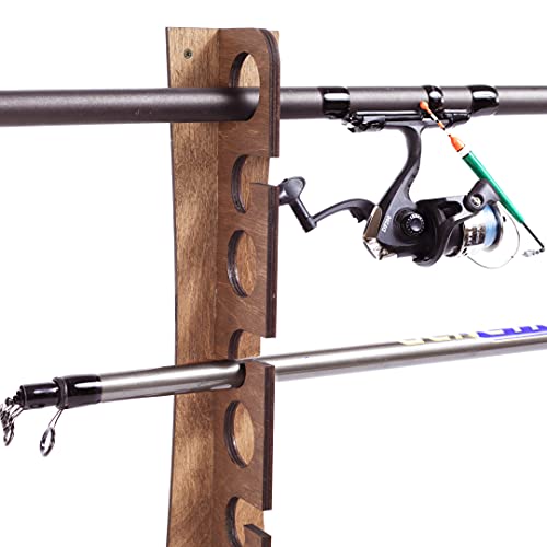 Plydolex Fishing Rod Rack Brown Horizontal Fishing Rod Holder Keeps 7
