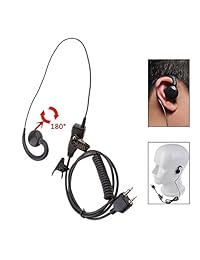 Auricular giratorio 2 pines, auricular Lsgoodcare Earhanger Earhook con 180 grados Auricular giratorio (PTT y micrófono) Compatible con Midland GXT400 GXT1000 GXT1050 LXT50 LXT560 Walkie Talkie Radio de dos vías Dos pines
