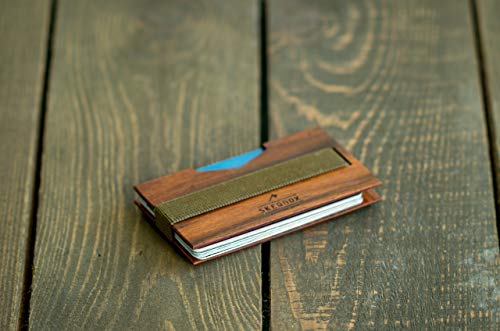 Slim Men’s Front Pocket Wallet – Handmade from Santos Polisander Wood – Luxurious and Unique with Integrated Money Clip by Skeggox - Thumbnail 3