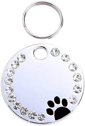 Personalised ENGRAVING 25mm Dog ID/Cat ID Name Bling Tag Puppy Pet ID Tags (Black)