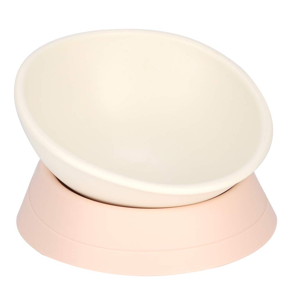 Jeanoko Bulldog Bowl Lovely Cute Pet Tilted Bowl Detachable Dog Bowl Dog Slanted Bowl Pet Feeder Slope Base Resistance To Bite for Small Cats Dogs(white) dog daily necessities