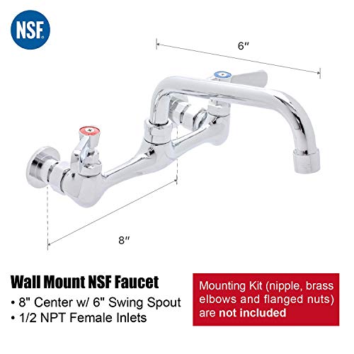 DuraSteel Commercial Duty Wall Mount Faucet 8" Center with 6" Swing