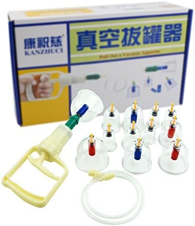 Professional Chinese Cupping Therapy Set, Biomagnetic Vacuum Cupping Massage Kit with 12 Cups and 1 Pumping Handle for Muscle Soreness, Trigger Point & Pain Relief, Cellulite, Swelling
