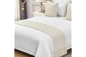 nstvifu Knit Bed Runners for King Size Bed, Solid Color Bed Scarf with Tassel, Boho Woven Bed Scarves No Fading Soft Bed Throw Blanket for Bedroom Home Hotel (60x260cm/23.6 * 102in,B10)