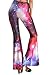 Pink Queen Women's Digital Printed Flared Bell Bottom 70's Party Pants