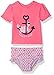 Simple Joys by Carter's Girls' 2-Piece Assorted Rashguard Sets, Pink Anchor Print/Salmon Pink Crab, 3-6 Months