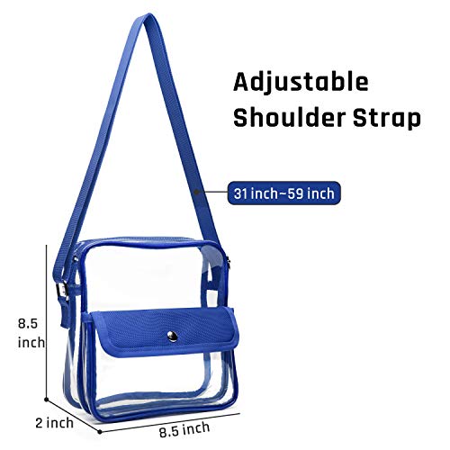 iSPECLE Clear Purse Stadium Approved, Clear Bag Approved for NFL, PGA, NCAA, Adjustable 4.92ft Shoulder Strap for Crossbody Bag, Blue