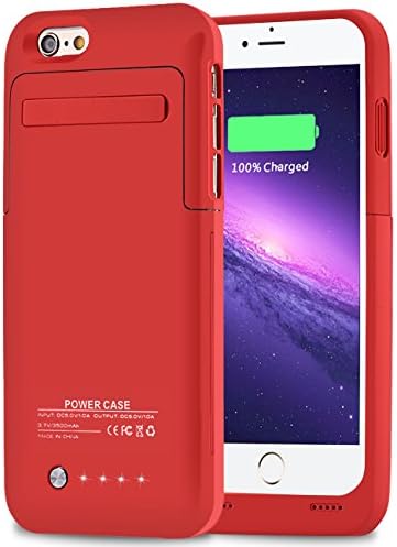 iPhone 6 Battery Case Slim External Battery Backup Charger Case 3500mah Fast Rechargeable Charging Case for iPhone 6/6S 4.7 inch by Fantasic LLC (Red)