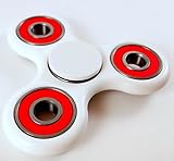 White Tri-Spinner Ceramic Zirconia ZrO2 Center Bearing Fidget Toy Stress Reducer EDC Focus Relieves ADHD Anxiety and Boredom White Body Red Outer Bearing Seals