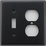Classic Accents Stamped Steel Oil Rubbed Bronze Two Gang Wall Plate - One Toggle Light Switch Opening One Duplex Outlet Opening