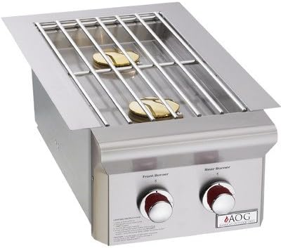 American Outdoor Grill 3282L Double Side Burner With Two 12500 BTU Stainless Steel Rod Grid and Stainless Steel