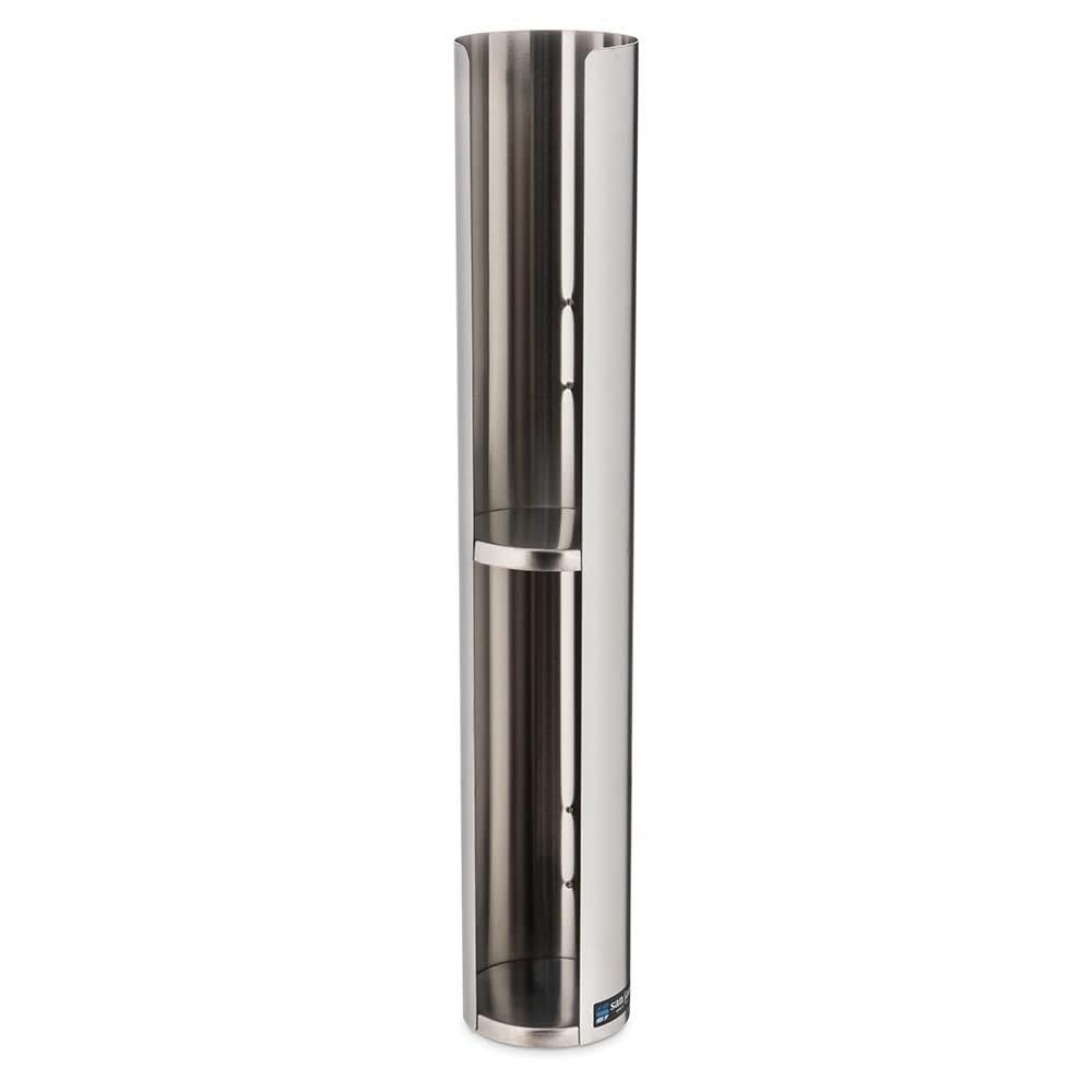 San Jamar Lid Dispenser Wall-Mounted, 12-24 Oz with Dual Lid Capacity for Restaurants, Dining Halls, and Fast Food, Stainless Steel, 23.5 Inches, Silver