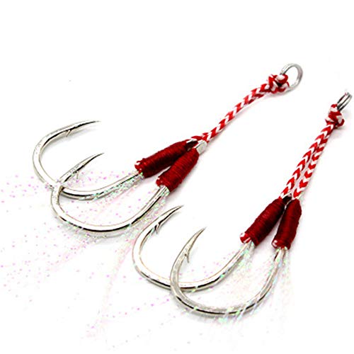 xiangen Fishing Hook Capture Big Fish Special Fishing Hook Suitable for Salt Water Iron Hook Fishing Boat Fishing Super Long Tied Hair Double Hook (2 Pack) 17#