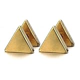 Unisex Stainless Steel Gold Triangle Screw Stud Earrings for Man and Women, 2pcs