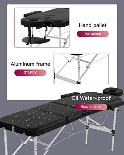 Massage Table Massage Bed Spa Bed Portable Foldable 73 Inch Height Adjustable 3 Fold Salon Bed with Aluminium Legs, Face… - Image 2