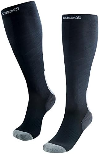 VEY Compression Socks for Men Women, 20-30 mmHg Extra Firm Pressure Medical Quality Knee High Graduated Athletic Fit for Running, Flight Travel (Black, Small/Medium)