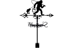SUPERDANT Sasquatch Weathervanes Sasquatch Fishing Metal Weathervane Black Wind Direction Garden Art Decor for Roof Indicators Weather Vanes for Yard Outdoor Farm Barn Sheds Garden Patio Decoration