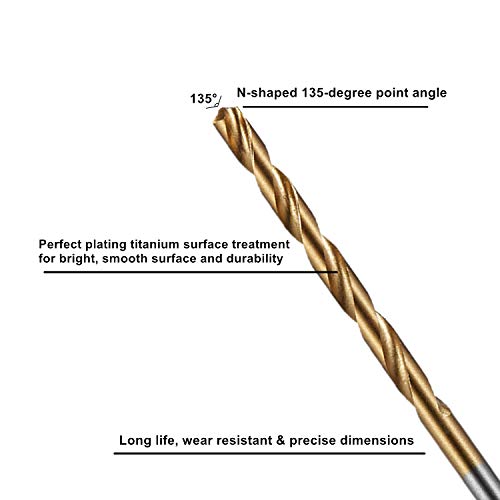 Firecore 100pcs Titanium Twist Drill Bit Set, HSS Brad-Point Drill Bits Set - Thumbnail 2