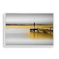 Framed Canvas Wall Art Black and White Scenery Canvas Prints Home Artwork Decoration for Living Room,Bedroom - 16x24 inches