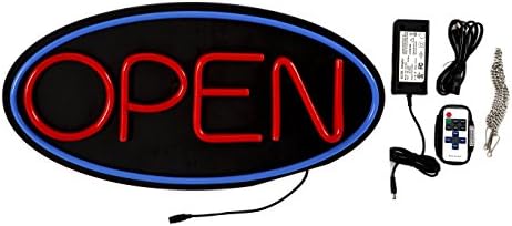 LED Open Sign BD24-2 - BuyDirectSign - Large 24x12 - Red & Blue, PVC Foamboard - Remote Control - Very Bright! - Bar, Nail Salon, Hotel, Convenience Store, Vape Shop, Smoke Shop, Any Business!