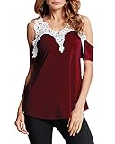 ZANZEA Women's Off Shoulder Lace Crochet Hollow Short Sleeve Casual Blouse Tops