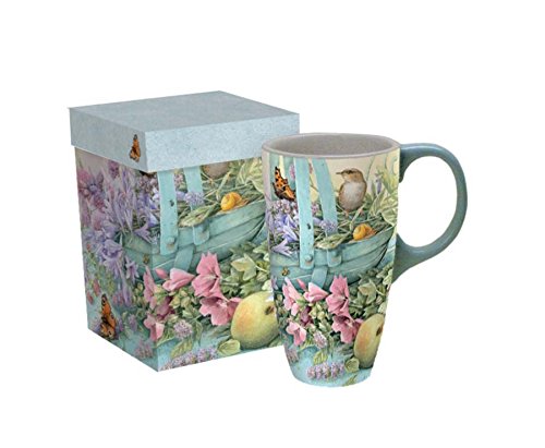 LANG - 18 oz. Ceramic Latte Mug - "Basket of Flowers" - Artwork by Marjolein Bastin