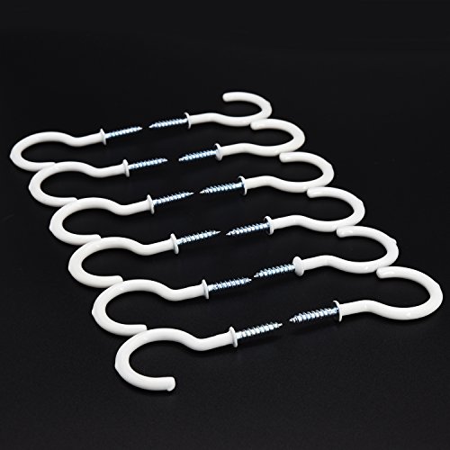 Enthur Ceiling Hooks, 2 Inches Cup Hook Holder Screw-in Hooks for Hanging Plants Mugs Kitchen Utensils Wind Chimes Indoor and Outdoor Use, White - 12 Pack