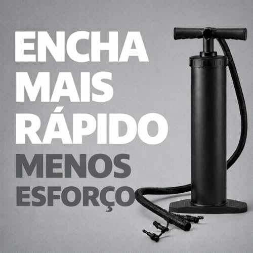 Bomba de Ar Manual Portátil para Colchão Inflável, Piscina, Boias e Bolas | Plástico Resistente, Mangueira Flexível, Bicos Adaptadores