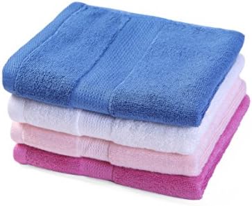 Taprilt Durable Antibacterial Bamboo &amp; Cotton, 545gsm Hand Towel, Set of 4, (Pink, Purple, Navy, White)