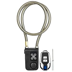 Bike Lock,Anti-Theft Security Wireless Remote Control Alarm Lock 4-Digit Password LED Indication IP55 Waterproof for…